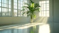 Sunlight streaming through windows indoor plant modern space bright environment serene view tranquility concept Royalty Free Stock Photo