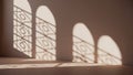 Arched Window Light Shadows Cast Geometric Patterns on a Neutral Wall image photo Royalty Free Stock Photo