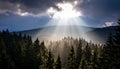 Sunlight streams through a break in the clouds Royalty Free Stock Photo