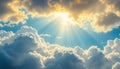 Sunlight streams through the clouds