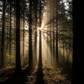 The interplay of light and shadow typical of a forest environment Royalty Free Stock Photo
