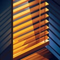 Abstract architectural detail with sunlight streaming through window blinds Royalty Free Stock Photo