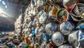 Industrial Recycling of Compressed Aluminum Cans Royalty Free Stock Photo