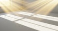 Sunlight streams through a window, casting elongated, sharp-edged shadows on