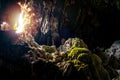 Sunlight in Tham Phu Kham cave near Vang Vieng,Laos Royalty Free Stock Photo