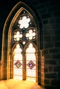 Sunlight throug ghotic church window