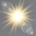 Sunlight on transparent background. Lens flare. Vector illustration Royalty Free Stock Photo