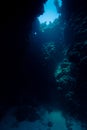 Sunlight through an underwater cave exit Royalty Free Stock Photo