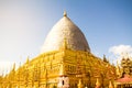 Sunligth in The golden Shwezigon Pagoda Shwezigon Paya Repair in Bagan, Myanmar Burma Royalty Free Stock Photo