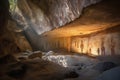 sunlit ancient rock art in a secluded cave