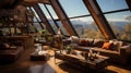 Mountain-view Atrium Lounge Retreat Royalty Free Stock Photo