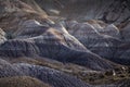 Sunlit badlands at Blue Mesa in Painted Desert National Park near Holbrook Arizona USA Royalty Free Stock Photo