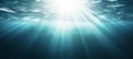 Sunlit blue abyss with flourishing marine life captivating diving and scuba background