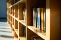 Sunlit Bookshelf A Study in Warm Light and Organized Knowledge