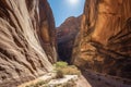 a sunlit canyon with shadows cast by the walls