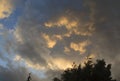 Sunlit clouds at Dusk