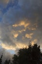 Sunlit clouds at Dusk