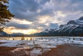 Sunrise Cloudscape Over Snowy Mountains And Lake Royalty Free Stock Photo