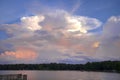 Sunlit Cloudscape Over A Lake Royalty Free Stock Photo