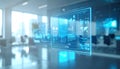 Futuristic Holographic Interface in a Modern Office Royalty Free Stock Photo