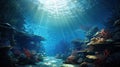 Sunlit Coral Reef Underwater Royalty Free Stock Photo