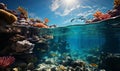 Sunlit Coral Reef Underwater Royalty Free Stock Photo