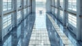 Sunlit Empty Industrial Hall with Large Windows. Generative ai.