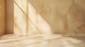 Sunlit Empty Room with Minimalist Beige Walls and Soft Shadows Creating a Serene Atmosphere