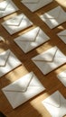 Sunlit Envelopes Stack on Wooden Table Good Resolution Stock Photo Royalty Free Stock Photo