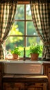 Sunlit Farmhouse Kitchen Sink by a Rustic Window Royalty Free Stock Photo
