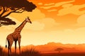 Sunlit Giraffe african savanna tree. Generate Ai Royalty Free Stock Photo