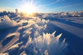 sunlit ice crystals on arctic snow surface Royalty Free Stock Photo