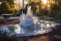 sunlit ice sculpture garden with melting features