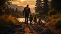 Sunlit Memories: A Father\'s Day Stroll in the Warmth of Love Royalty Free Stock Photo