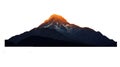 Sunlit mountain peak silhouette on transparent background. Royalty Free Stock Photo