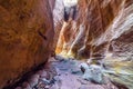 Sunlit multicolored rocks of Avakas canyon Royalty Free Stock Photo