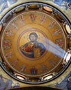 Sunlit painting of Jesus Christ on dome of Church