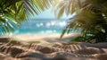 Sunlit Palm Leaves Over Glistening Beach Sands Royalty Free Stock Photo