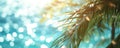 Sunlit palm leaves with sparkling bokeh effect on ocean backdrop Royalty Free Stock Photo