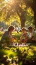 Sunlit Park Moments Capturing Diverse Generational Bonds from Toddlers to Elders