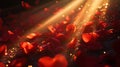 Sunlit Path of Fallen Rose Petals Royalty Free Stock Photo