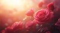 Sunlit Pink Roses Bloom in a Garden Setting Royalty Free Stock Photo