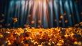 Sunlit popcorn with dramatic rays of light Royalty Free Stock Photo