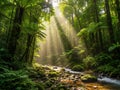 Sunlit rainforest stream Royalty Free Stock Photo