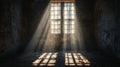Sunlit Rays in a Dark Brick Room Royalty Free Stock Photo
