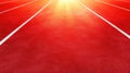 Sunlit Red Running Track Close Up with White Lines - Sports Background Texture