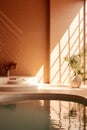 Sunlit relaxation pool room at modern health spa, created using generative ai technology Royalty Free Stock Photo