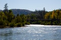 Sunlit river bridge