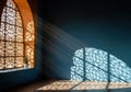 Sunlit room with intricate shadow patterns Royalty Free Stock Photo