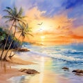 Sunlit Sandbars - Vibrant Watercolor Painting